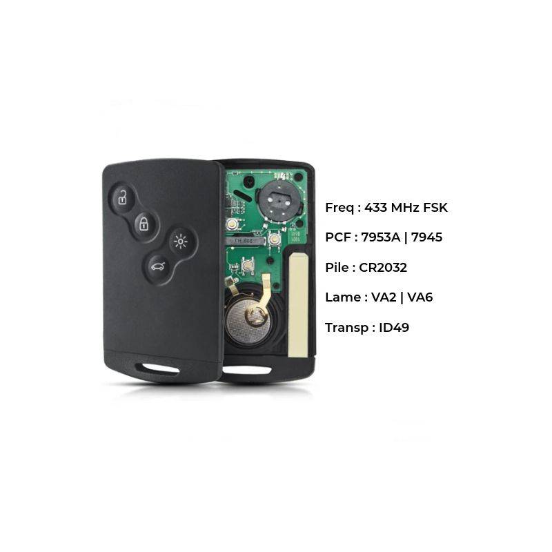 Double Carte Compatible pour Renault Clio 4 de 2013 à 2020